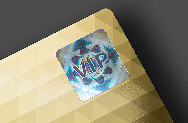 Holograms & OVDs for Enhanced Security in the Payment System Security hologram on gold plastic card by KURZ