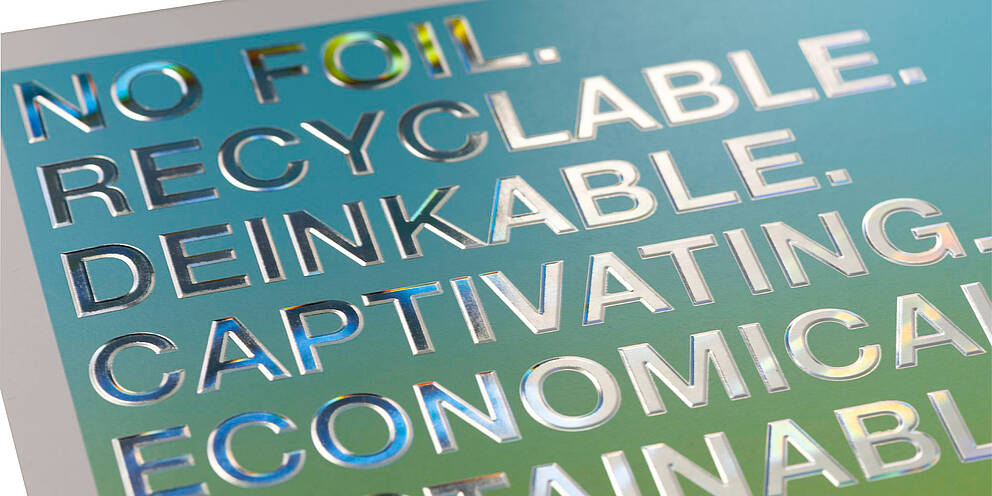 We Provide Sustainable Advice to Designers and Product Managers Detail view: Packaging design with metallic lettering