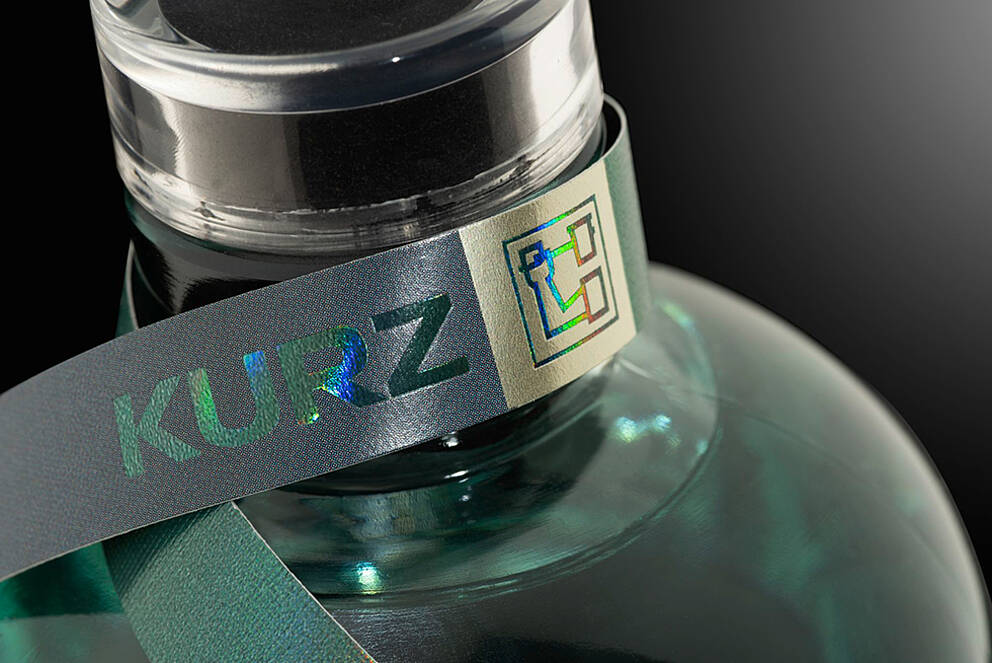 Innovative Label Design for Soft Drinks, Energy Drinks, Coffee, More Hologram effect on bottle label with KURZ logo