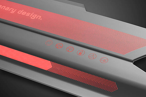 Modern Lighting Design for Vehicle Components from KURZ Rear component with red light details by LEONHARD KURZ